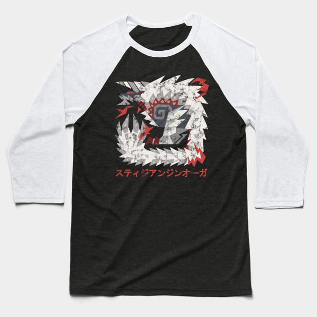 Monster Hunter World Iceborne Stygian Zinogre Kanji Icon Baseball T-Shirt by StebopDesigns